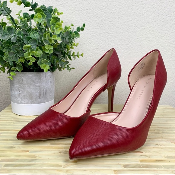 Kelly & Katie Shoes - Kelly & Katie Red Pointed Closed Toe Heels